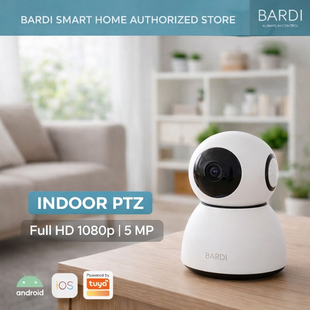 BARDI CCTV Indoor PTZ Smart IP Camera 5MP 1080p 360° Kamera Pantau Jarak Jauh Komunikasi 2 Arah