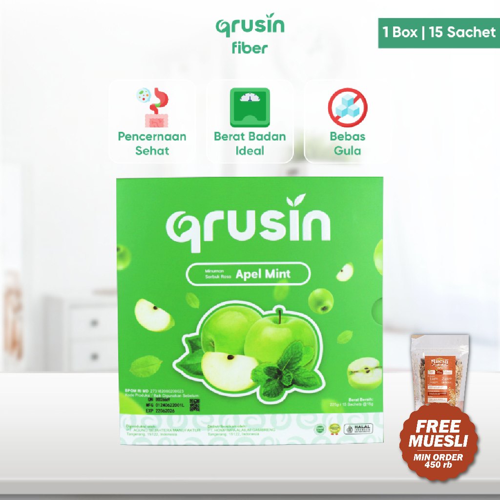 Qrusin Minuman Diet Serat Fiber Slim Suplemen Detox Pelangsing Penurun Berat Badan 1 Box BX