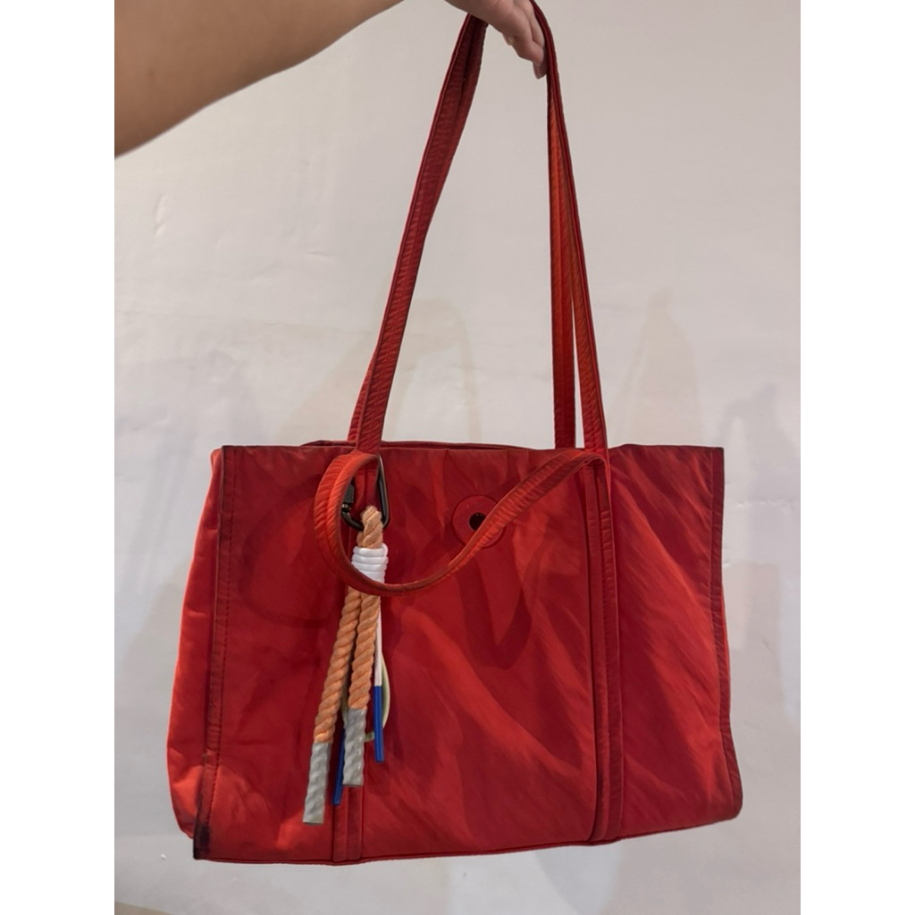 large orange nylon bimba y lola shopper bag