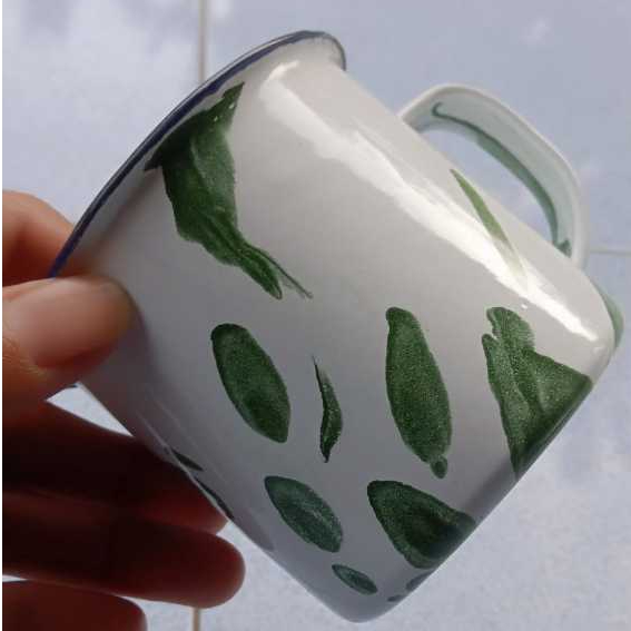 PROMO Mug Enamel 7cm Motif Blirik ( Loreng) / Cangkir Jadul Brulik 7cm