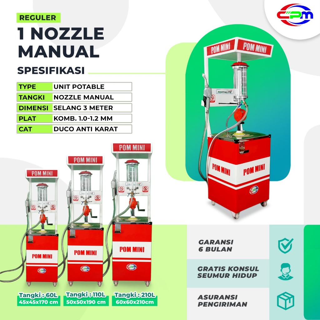 POM MINI - Pertamini Manual 1 Nozzle (kapasitas tangki 60,120 & 220 liter)