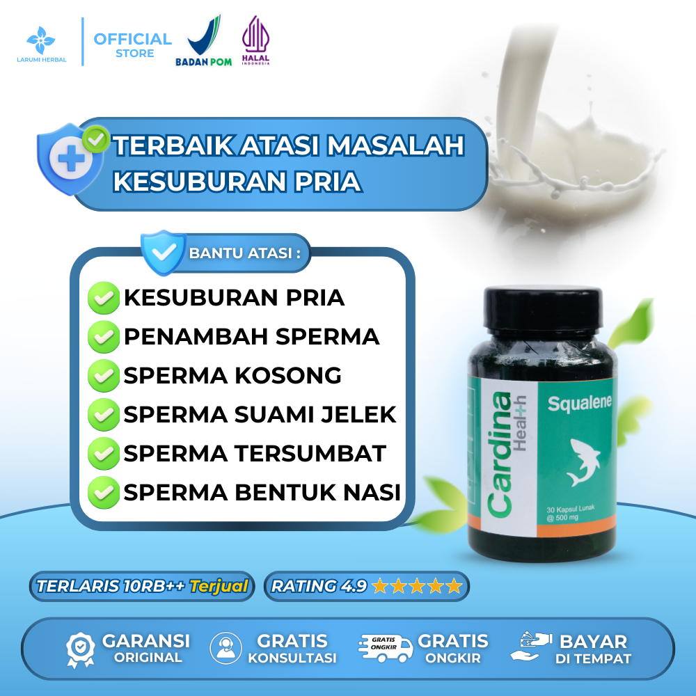 Cardina Health Squalene Asli original 100% Herbal Atasi masalah Kesuburan pria, Penambah sperma koso