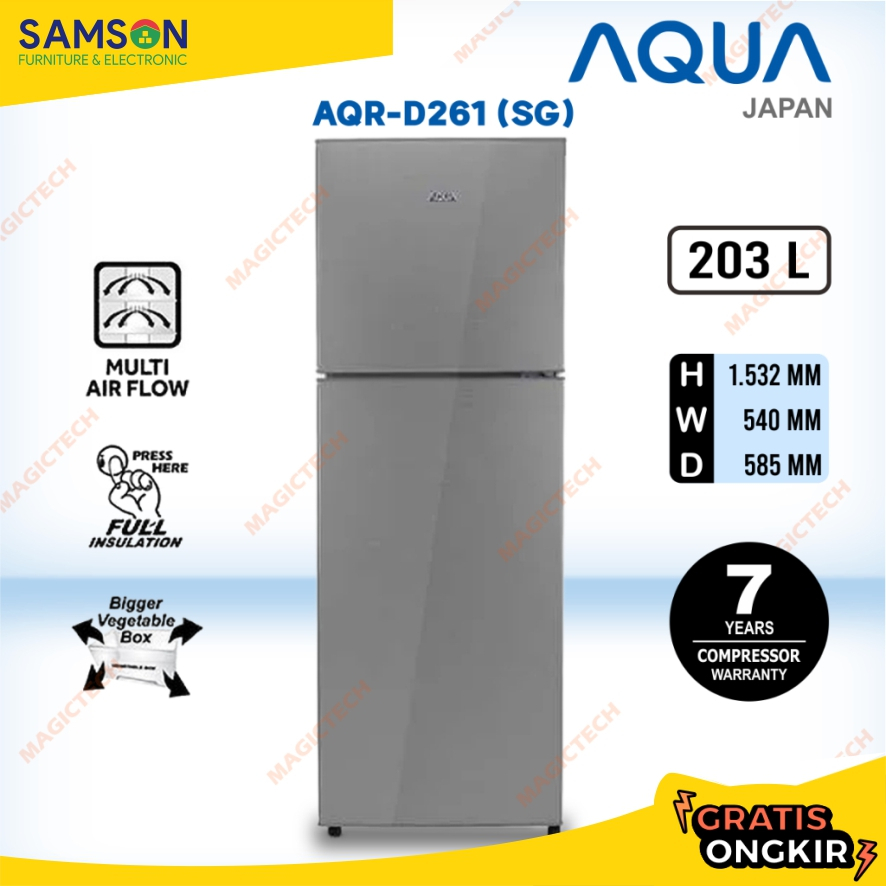 KULKAS AQUA 2 PINTU AQR-D261 (SG) 203L - SILVER