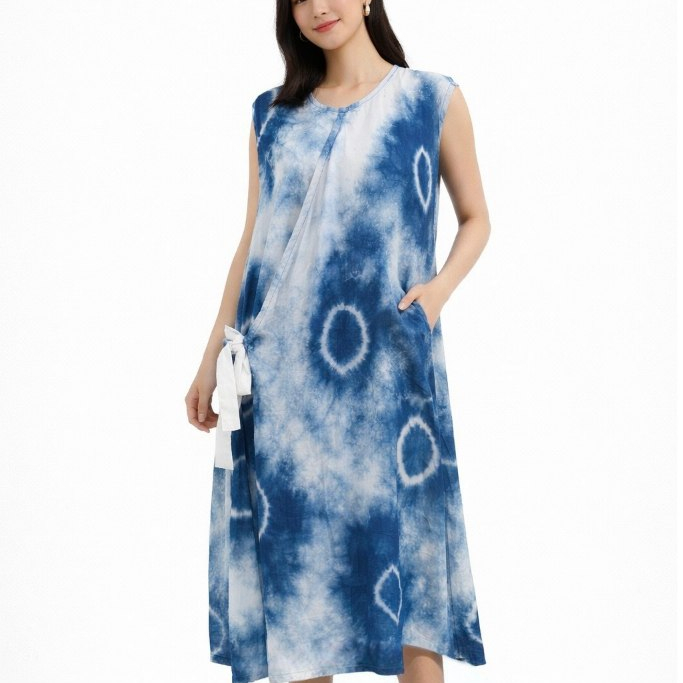 Kamaku - Reze Outer Sleeveless Shibori Cotton Fashion Wanita Casual New Outer Long