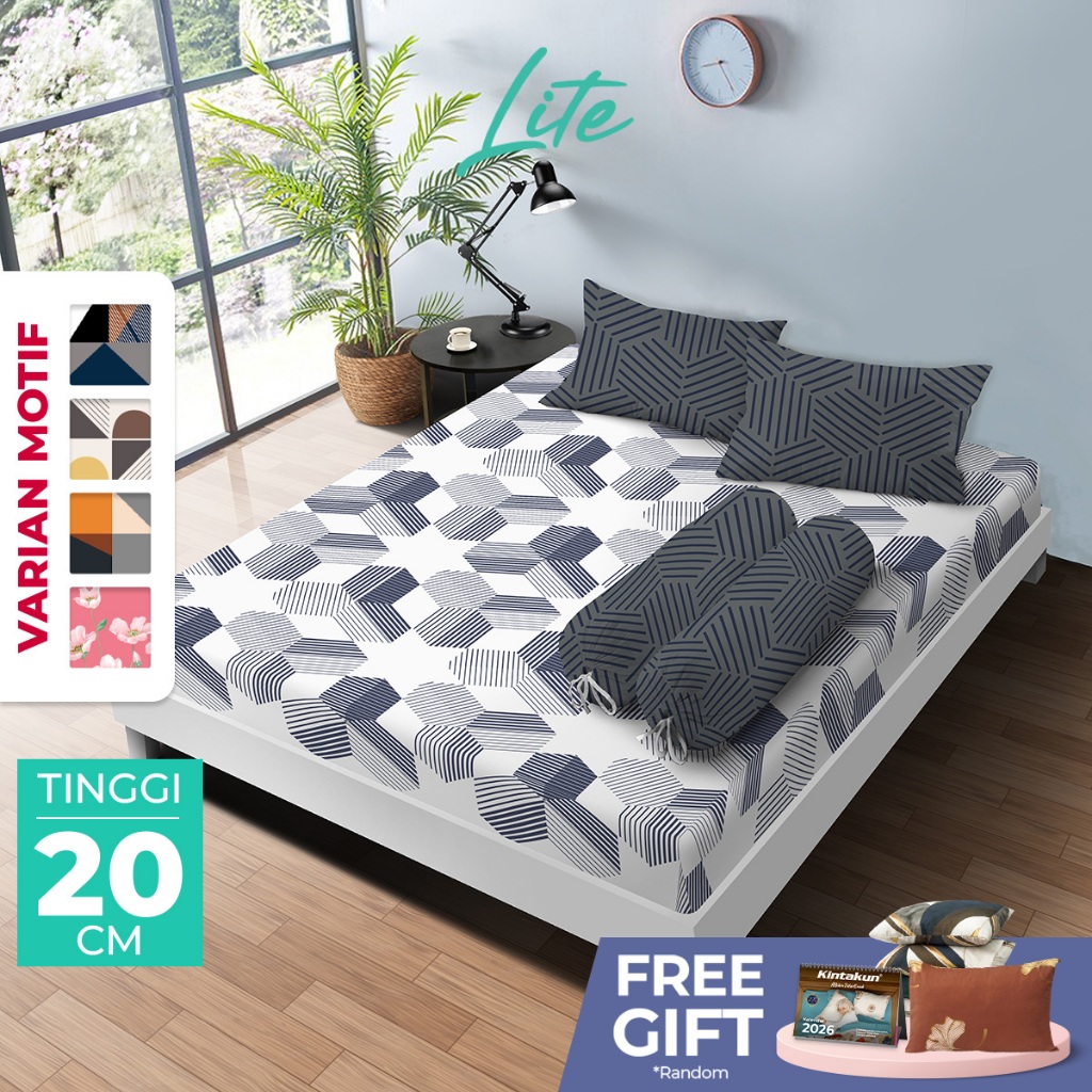 Kintakun Sprei Set 160x200 Queen Lite Microfiber 20 cm 5in1 B2 Minimalis Multivarian