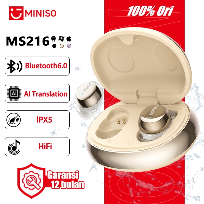 MINISO MS216 Bluetooth Earphone Wireless Headset AI Translation Sleep Earbuds Bluetooth 6.0 TWS ENC 