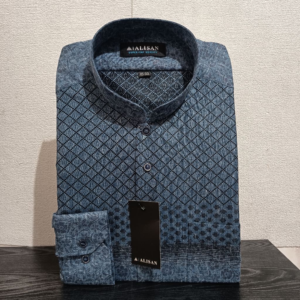 LENGAN PANJANG REGULER ALISAN Koko Fashion 00384 Motif Kotak Biru/Hitam