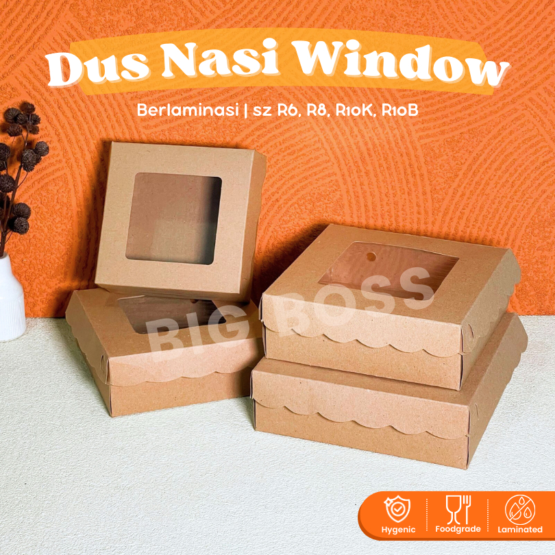 Dus Nasi Kraft Window Berlaminasi R8 R10K R10B / Dus Nasi Window 18 20 22 / Dus Nasi Hajatan Window 
