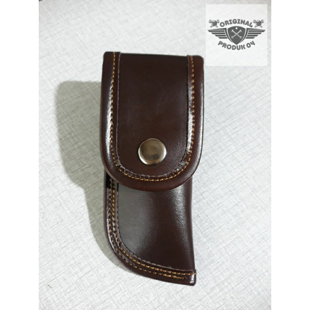 Tempat pisau lipat kulit - sarung pisau lipat kulit - pouch pisau lipat kulit - wadah pisau lipat ku