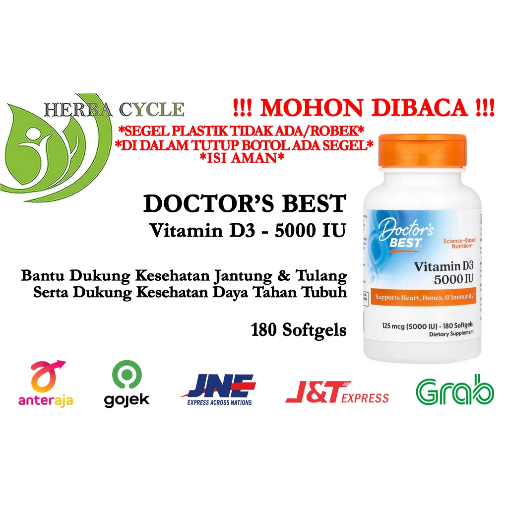 Promo Murah Doctor Best Vit D3 5000 Dr Best Vit D3 5000 180 Softgel ORI USA Best Vitamin D3 5000