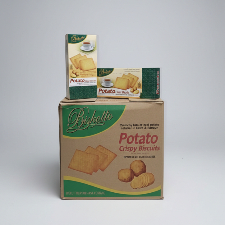 Biskotto Potato Crispy Paket 160gr x 18 pcs / Biskotto Potato Crispy Paket 1dus