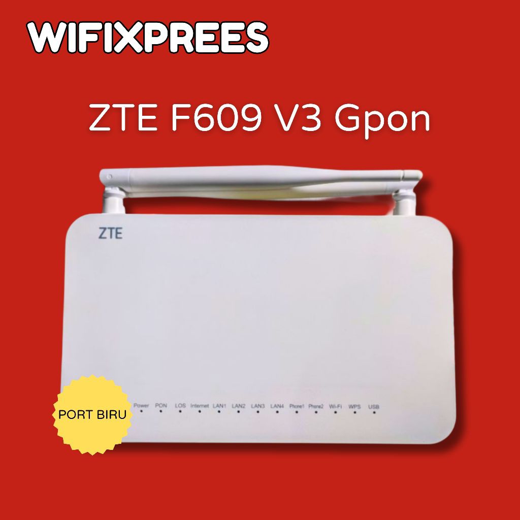 ZTE F609 V3 Port biru + adaptor + kabel lan 1,5m
