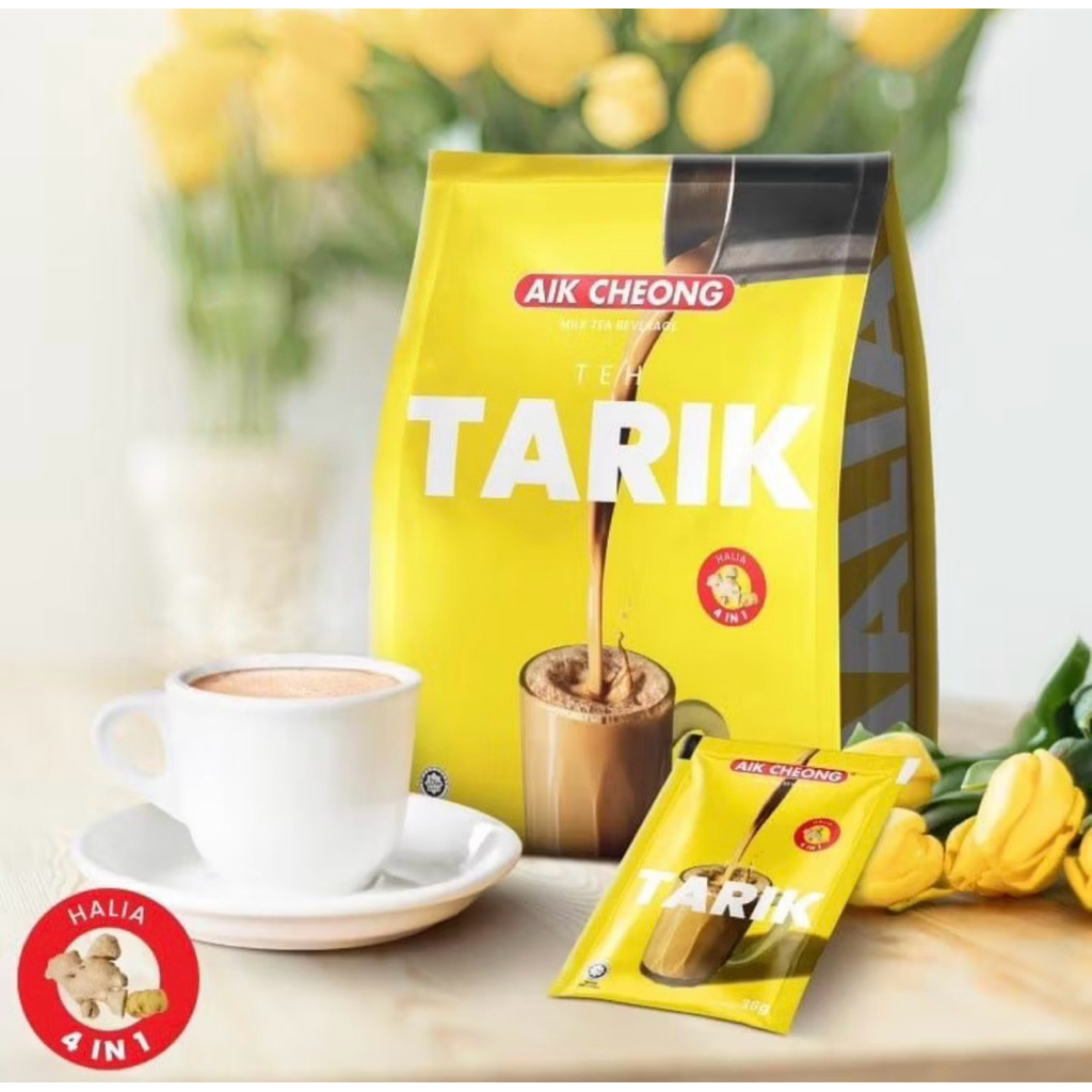 Teh Tarik Halia 4 in 1 AIK CHEON* (1 sachet 38gr) – Teh Susu Jahe Malaysia Asli, Hangat & Menyegarka
