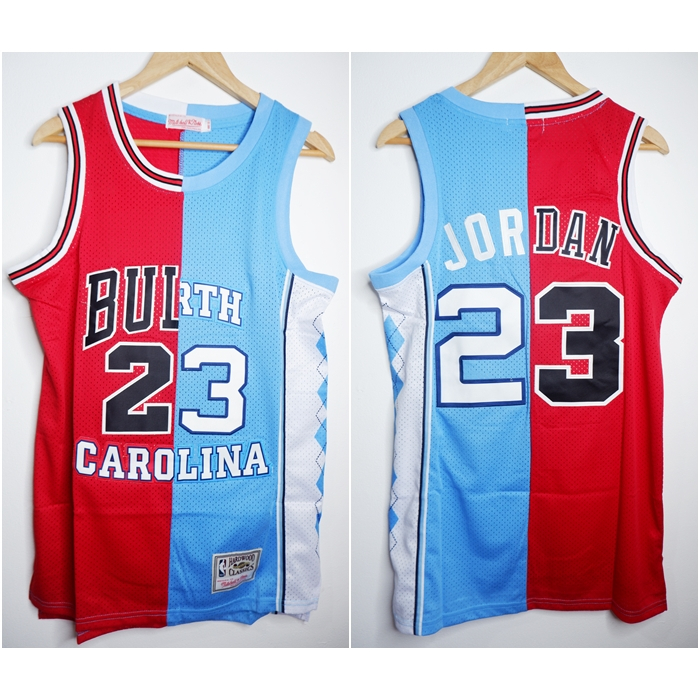 JERSEY BASKET PREMIUM IMPORT SPLIT BULLS X NORTH CAROLINA 23 MICHAEL JORDAN MERAH BIRU