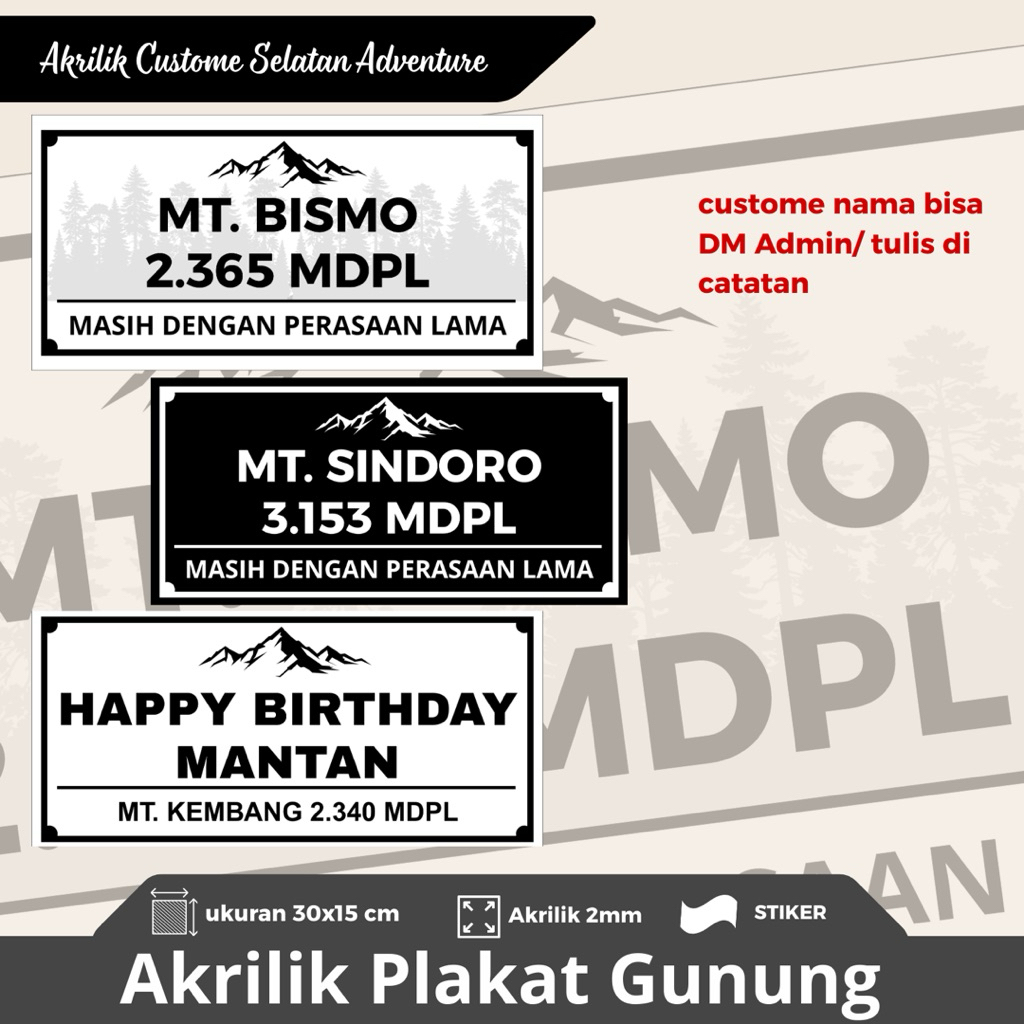 PLAKAT GUNUNG CUSTOM AKRILIK