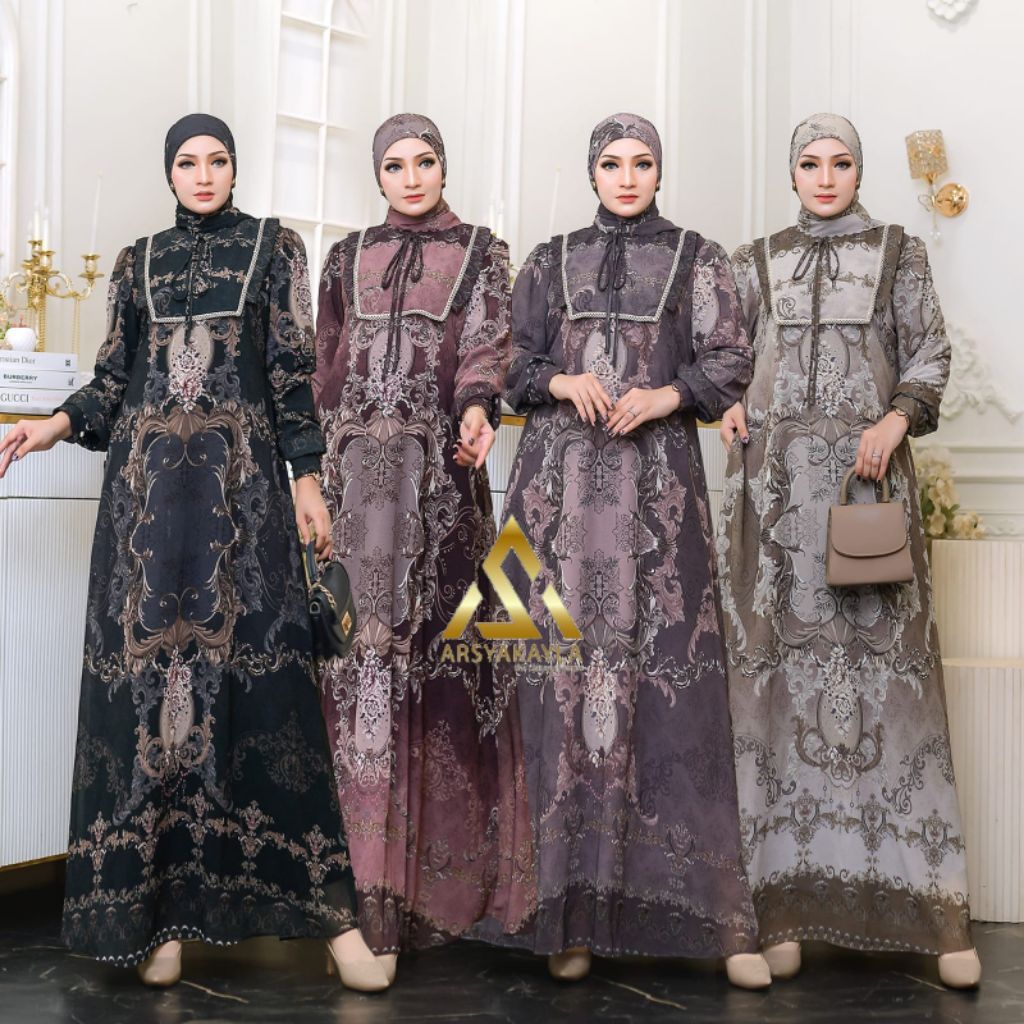 New Arrival Arsyakayla Gamis Set Hijab Ceruty Babydoll Premium | Gamis Lebaran