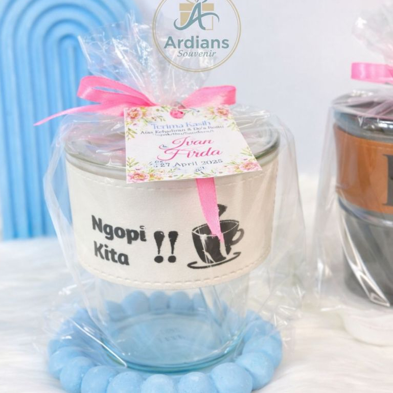 (25 PCS) Souvenir Pernikahan Gelas Tumbler Aesthetic 400ml Gelas Minum Kaca Sedotan Sovenir Suvenir