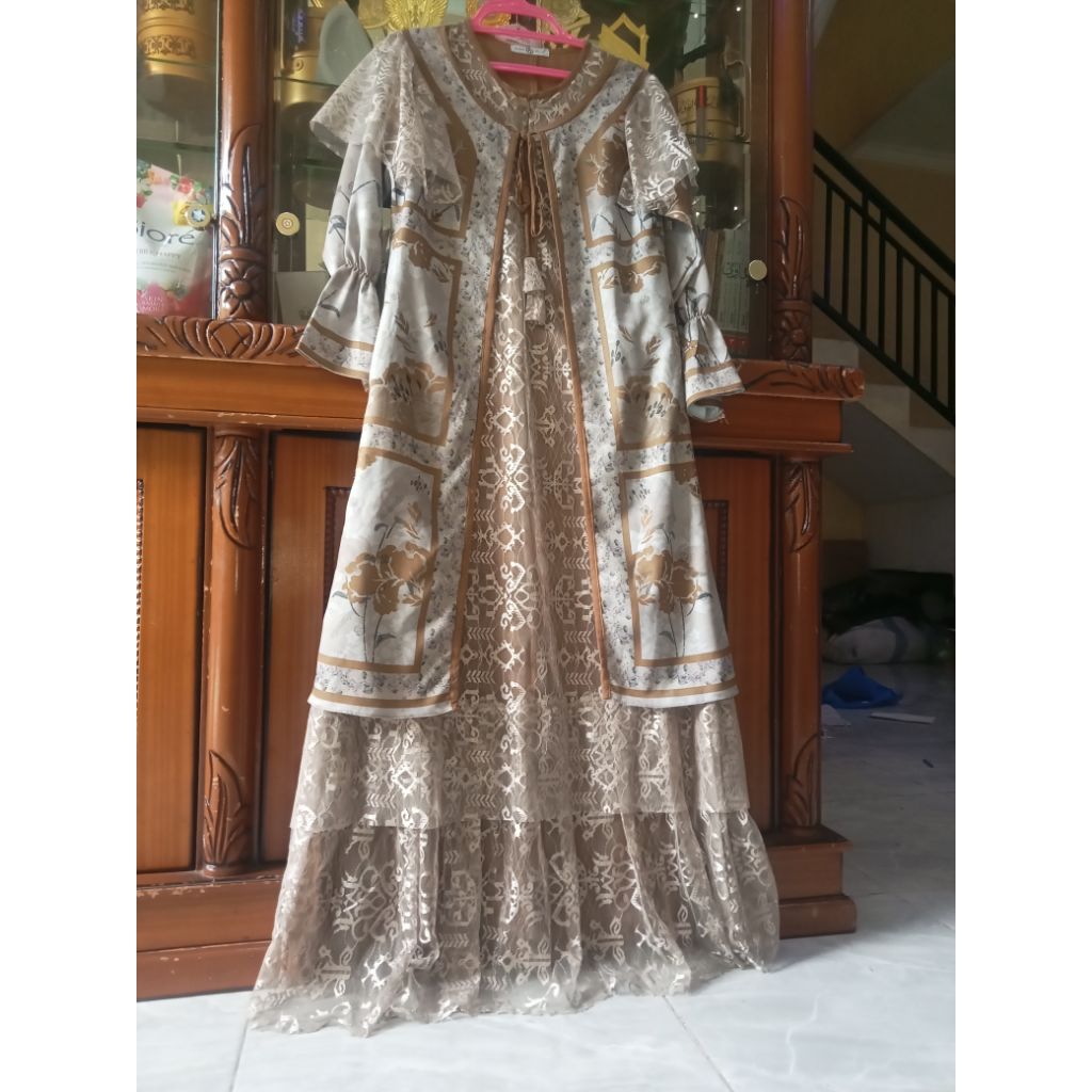 ALCAVELLA Signature - Gamis Pesta Mewah Brokat Etnik Premium / Dress Kondangan Muslimah Elegant​Opsi