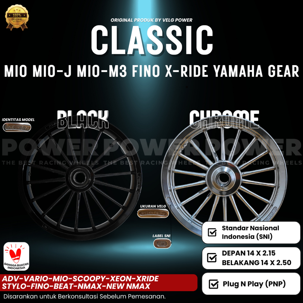 VELG CLASSIC MIO FINO X-RIDE YAMAHA GEAR | VELG RACING MERK POWER