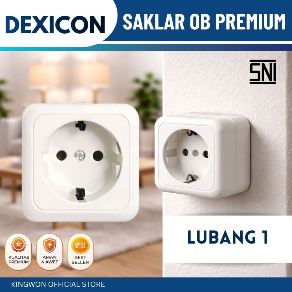 Saklar Lampu Outbow Stop Kontak Dinding Premium OB Tanam Sakelar Lampu Rumah Putih DEXICON SNI