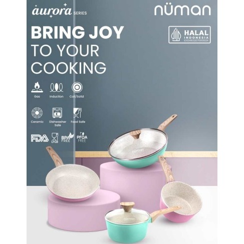 Set Aurora Green Wajan Penggorengan/Panci Anti Lengket/Wajan Panci Anti Lengket