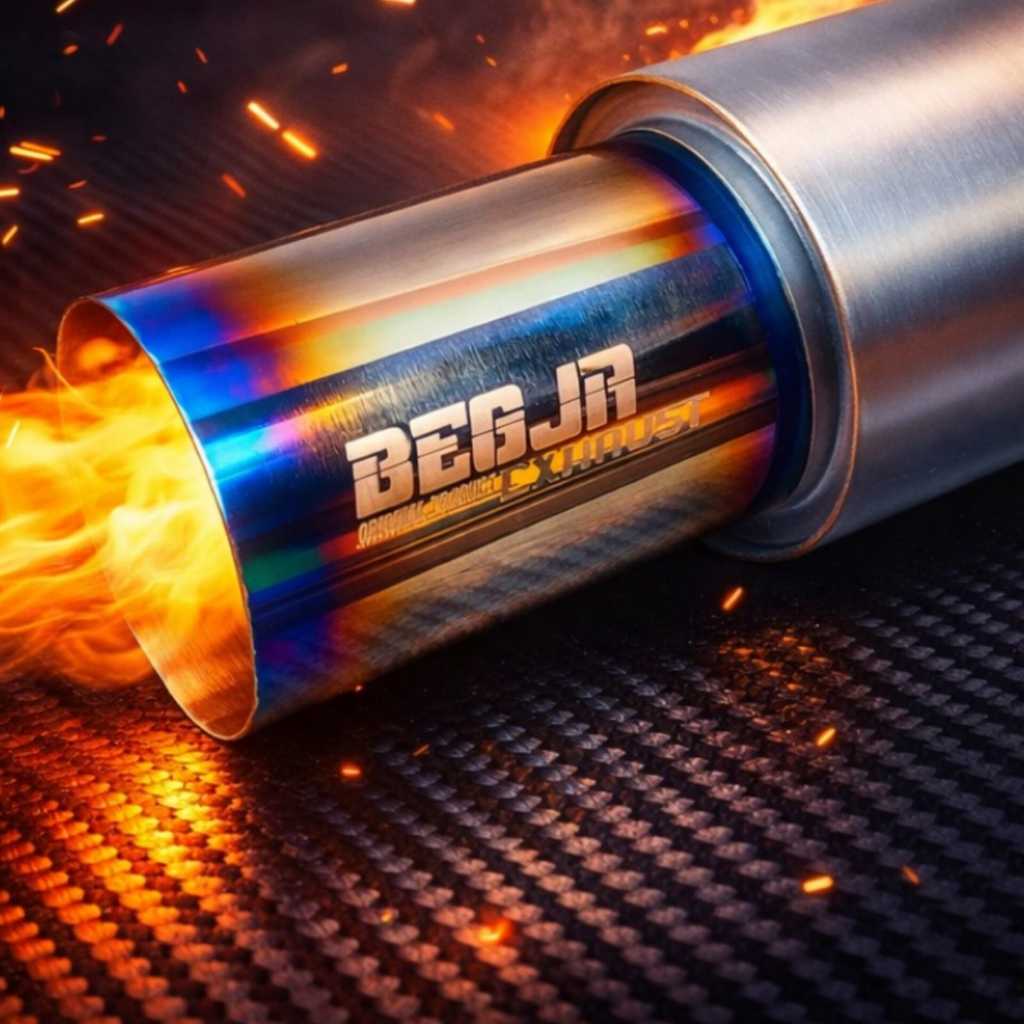 Knalpot racing mobil original begja exhaust suara bass blue fire universal mobil