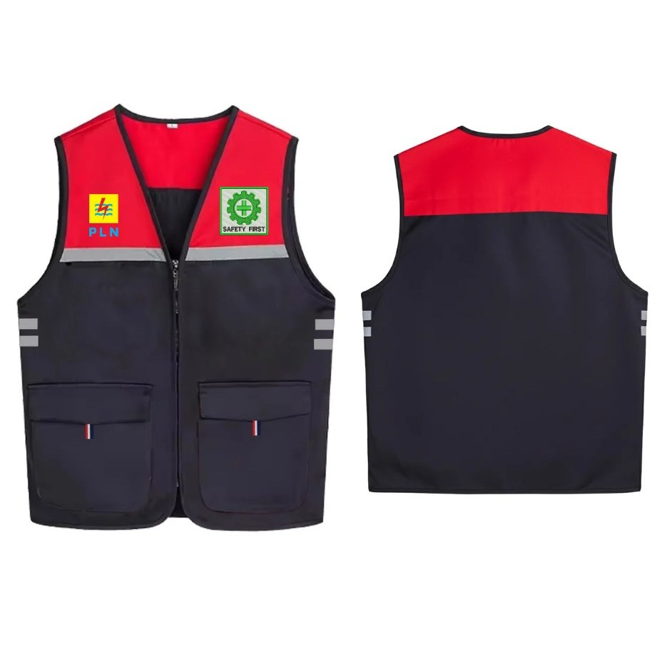Rompi Safety K3 Reflective | Rompi Safety PLN | Rompi Kerja PLN | Rompi Outdoor Custom Logo & Nama F