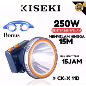 Senter Kepala Selam Kiseki CK-X11D 250W - Tahan Air, Cahaya Putih/ Kuning 7000mAh. Senter kepala Kis