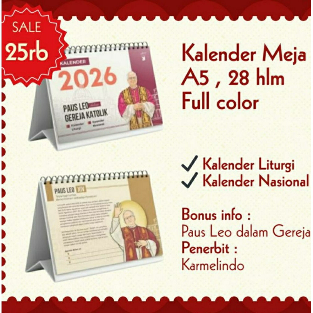 KALENDER LITURGI 2026 Kalender Karmel Kalender Paus Leo