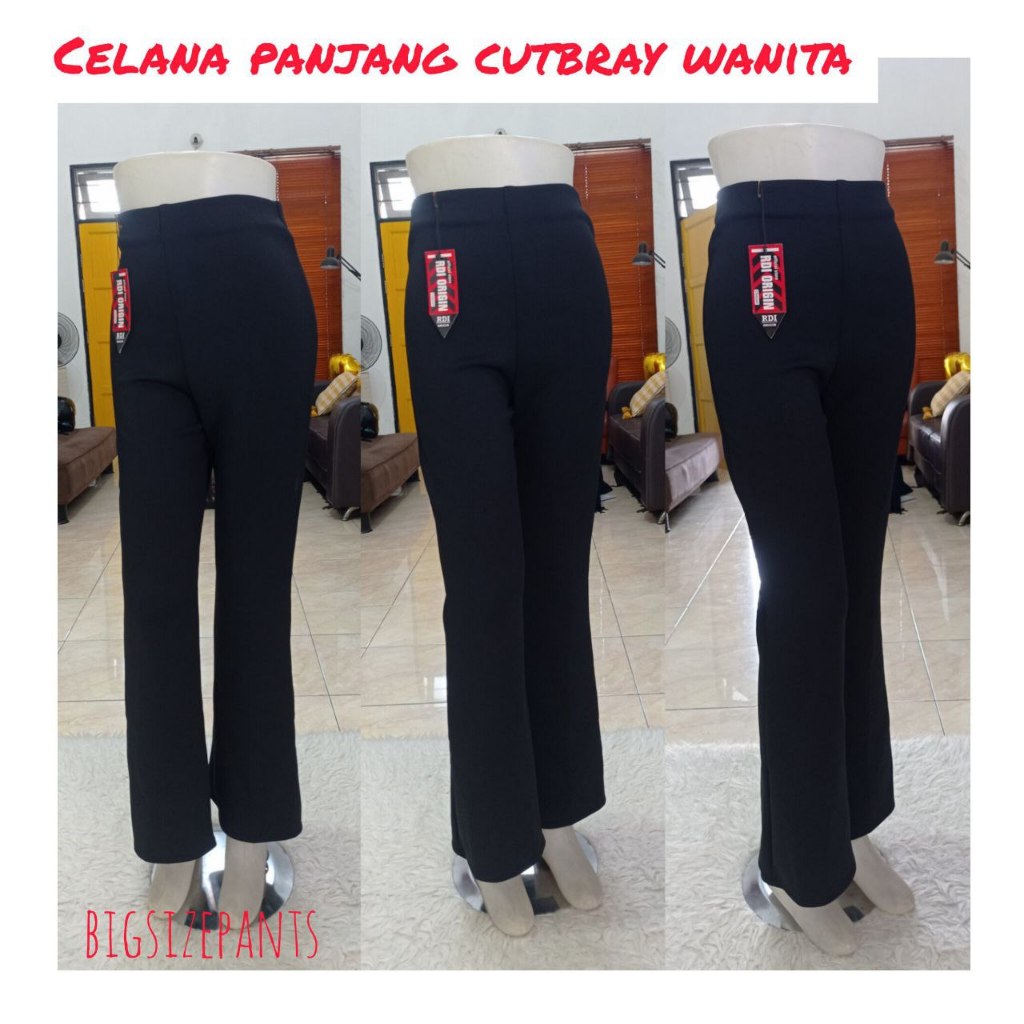 CELANA CUTBRAY WANITA / CELANA FIT AND FLARE PANTS WANITA / CUTBRAY BAHAN SCUBA PINGGANG KARET
