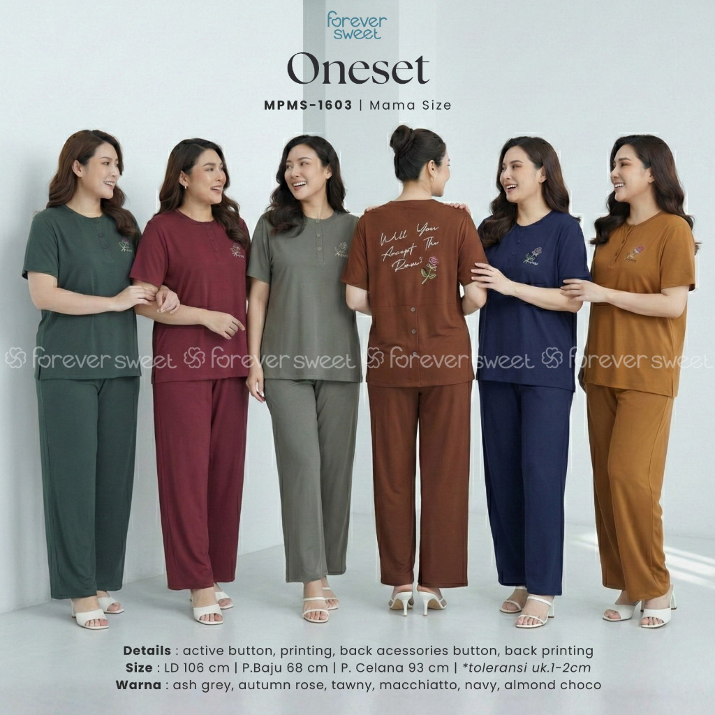 Oneset CP Dewasa Mama Size FOREVER SWEET Wanita Nyaman Kaos Kekinian Muslim Fashion Babydoll