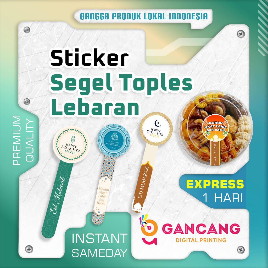 Cetak Stiker Segel Toples Lebaran | Segel Toples Kue Idul Fitri Eid Mubarak | Sticker Ramadan Kue Ke