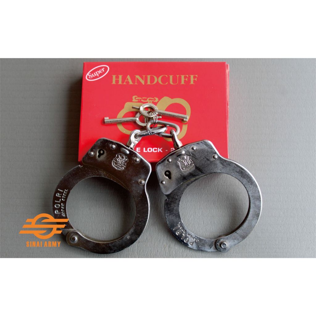 BORGOL TANGAN ,BORGOL STAINLESS , SISTEM KUNCI GANDA , DAN SARUNG TEMPAT BORGOL BORGOL TANGAN Polri 