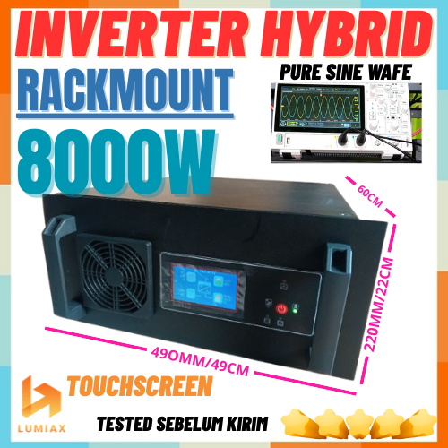 rackmount inverter lengkap trafo Touchscreen Hybrid Custom 8000w low frequency lengkap ats charging 