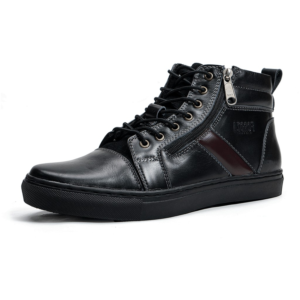 Sepatu Pria Casual Sneakers Kulit Asli Mahanta High Top Leather Q74