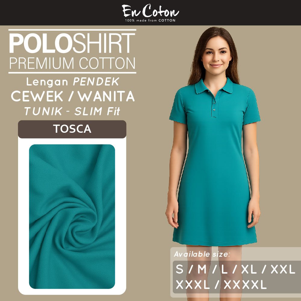 ENCOTON Kaos Kerah Polo Dress Tunik Terusan TOSCA Tangan Lengan Pendek