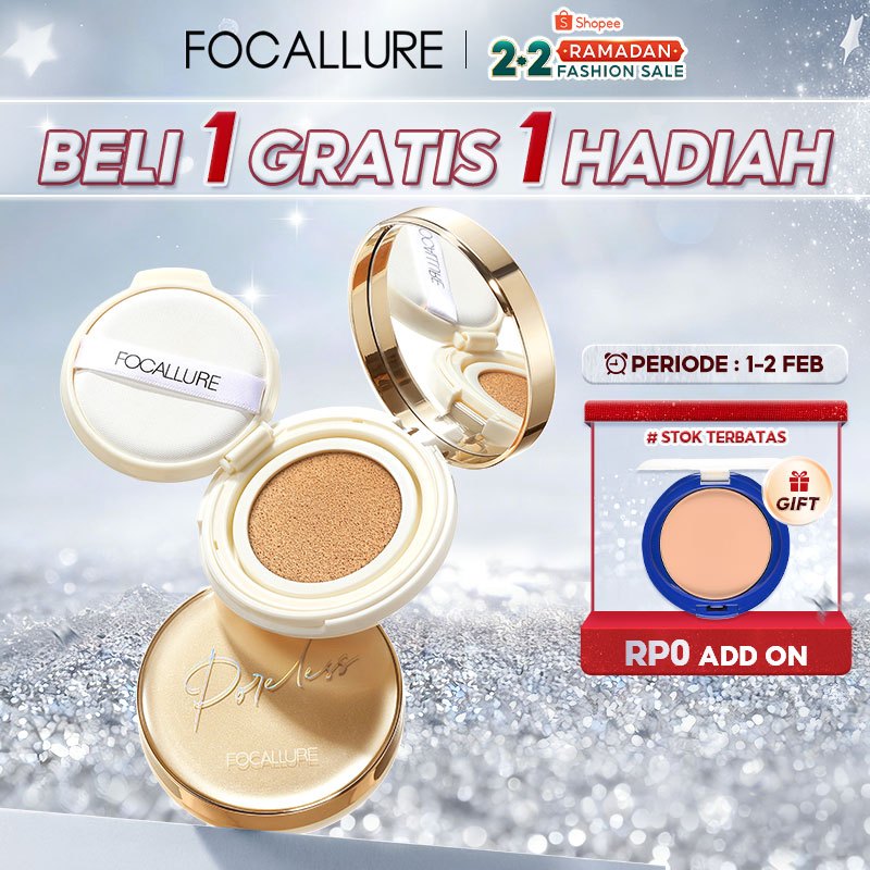 FOCALLURE Poreless BB Cushion Foundation Full Coverage #GoldenAge