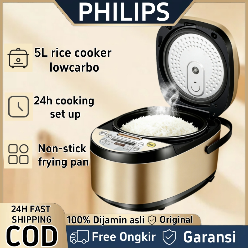 PHILIPS 5L Rice Cooker Digital Low Carbo / magic com mini / Portable Multifungsi Kapasitas Besar mej