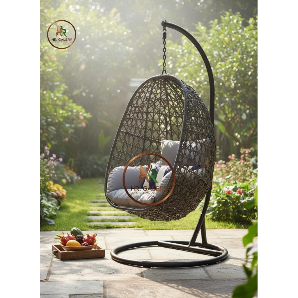 kursi ayunan gantung aesthetic rotan sintetis bahan kualitas premium