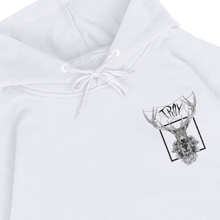 Troy Company Hoodie White Deer Statue - Hoodie Pria Hoodie Putih KHD 2724