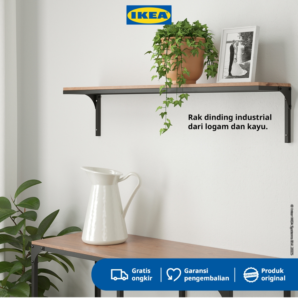 IKEA FJALLBO Rak Dinding Hitam Minimalis 101x20 cm