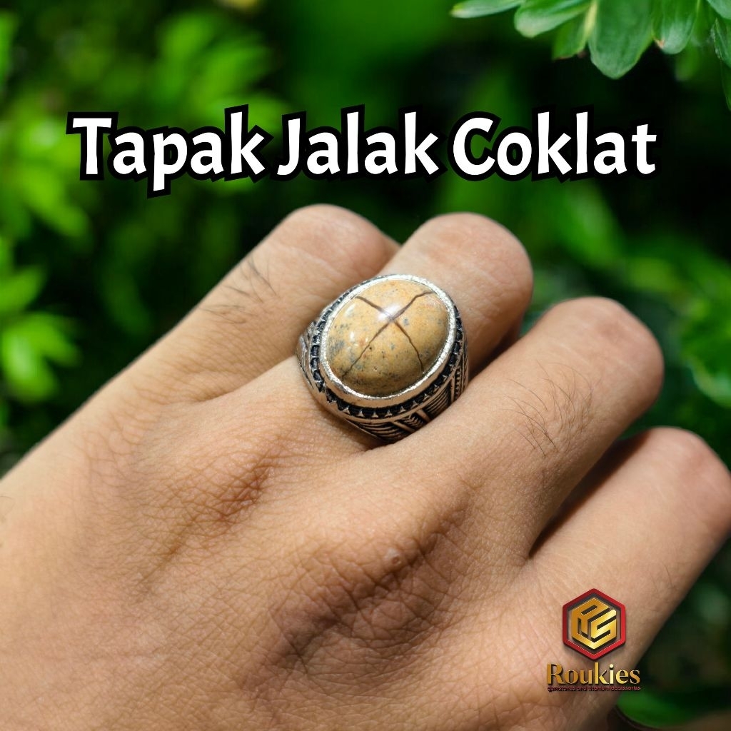 CINCIN BATU TAPAK JALAK COKLAT RING ALPAKA