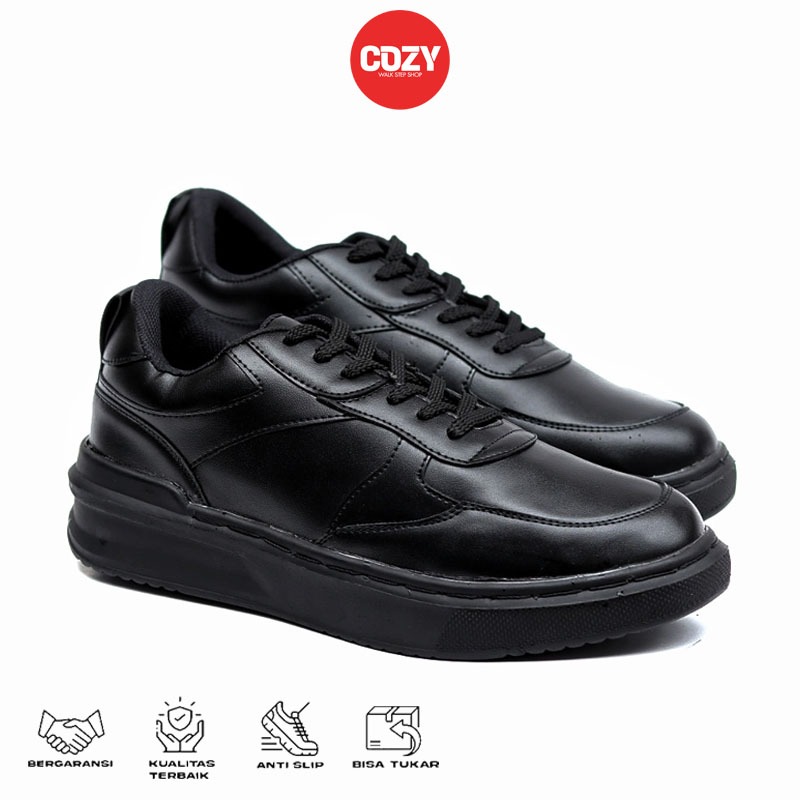 Sepatu Sneakers Pria Hitam Casual Kerja 39 - 44