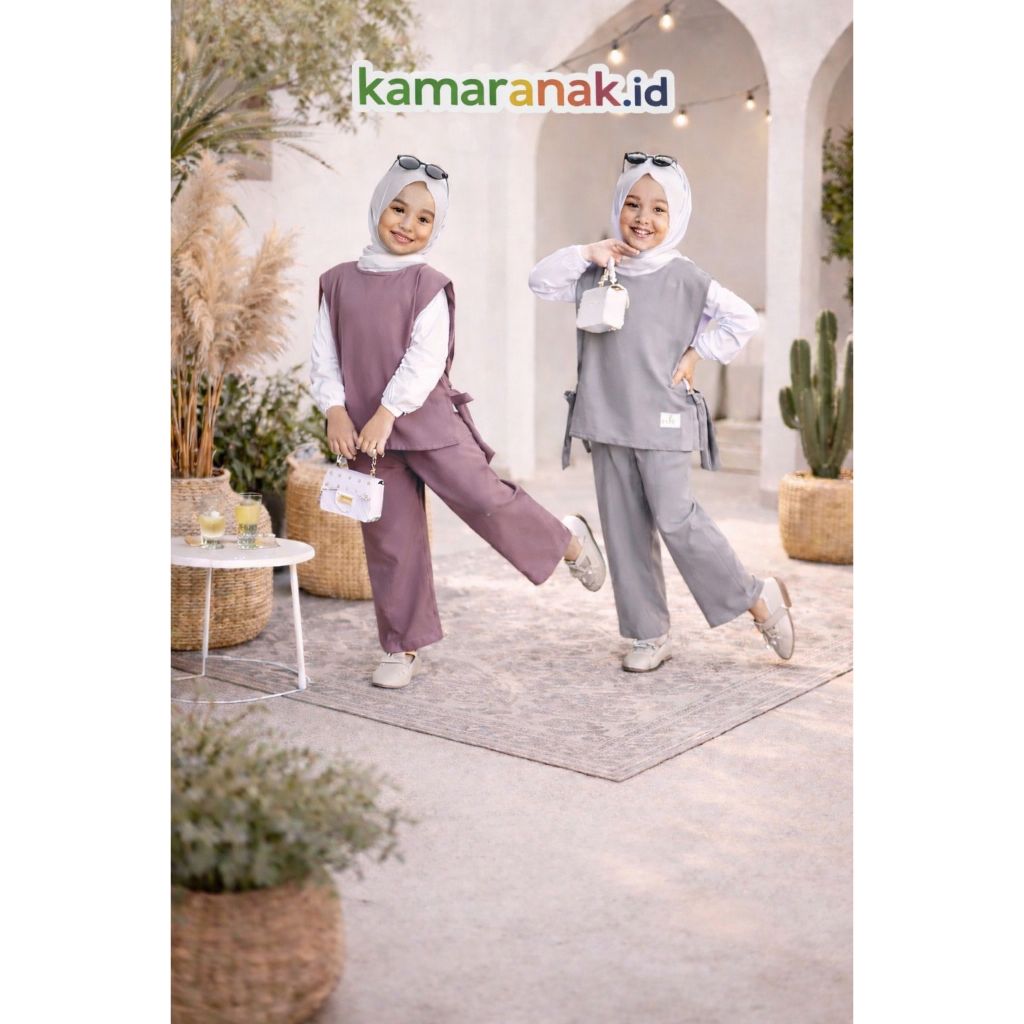 BAJU SETELAN ANAK PEREMPUAN GAMIS SYAR'I BAJU MUSLIM ANAK PEREMPUAN SET CHIKA 3-10 TAHUN
