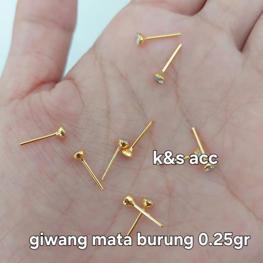 GIWANG BAYI 0.25GR PERAK 925 ASLI LAPIS MAS KUNING