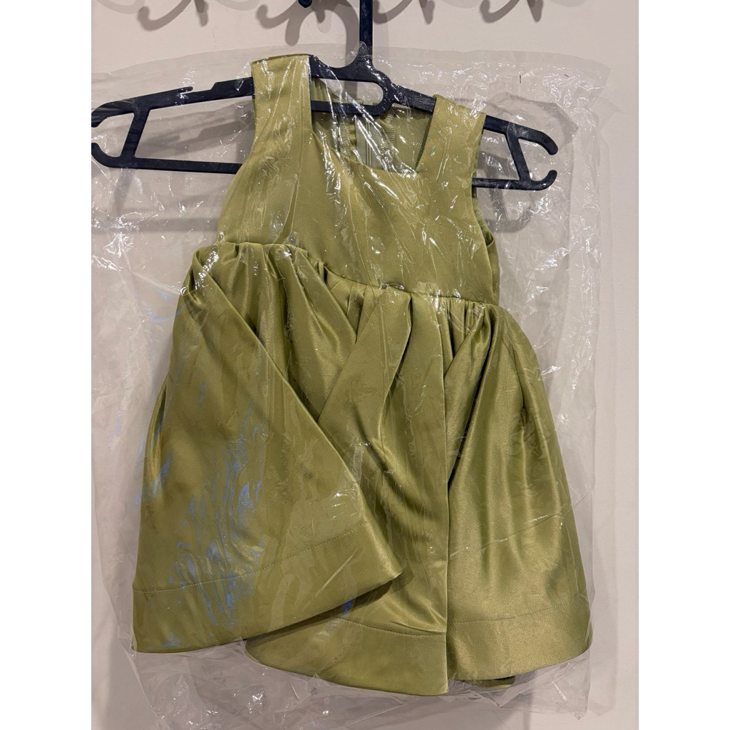 Dress Pesta Gaun Anak Perempuan Hijau Sage Green
