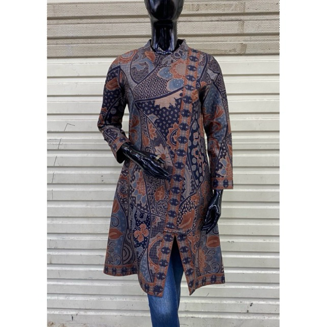 Tunik opnesel abstrak hitam modern - Tunik batik bahan katun premium solo