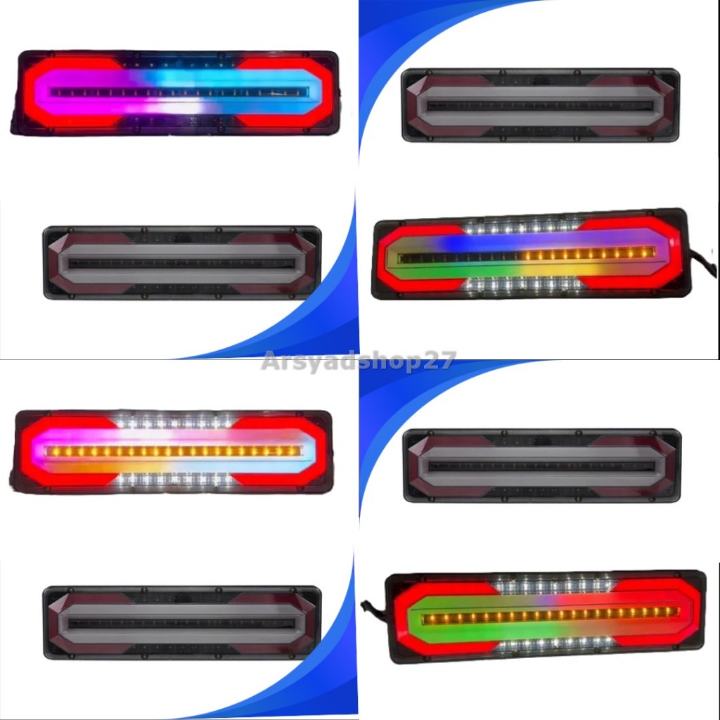 Stoplamp Sepasang Truk Bis 12-24Volt 46Cm RGB Running
