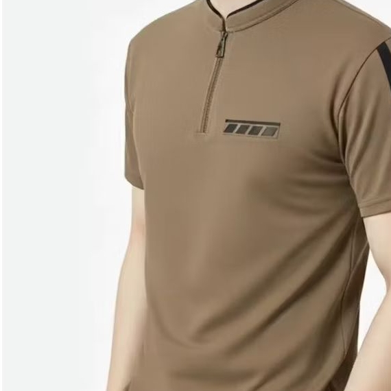 Kaos Polo Shanghai Pria Zipper Saku Polet Garis Pinggir Premium - Kaos Kerah Shanghai Sporty Lengan 