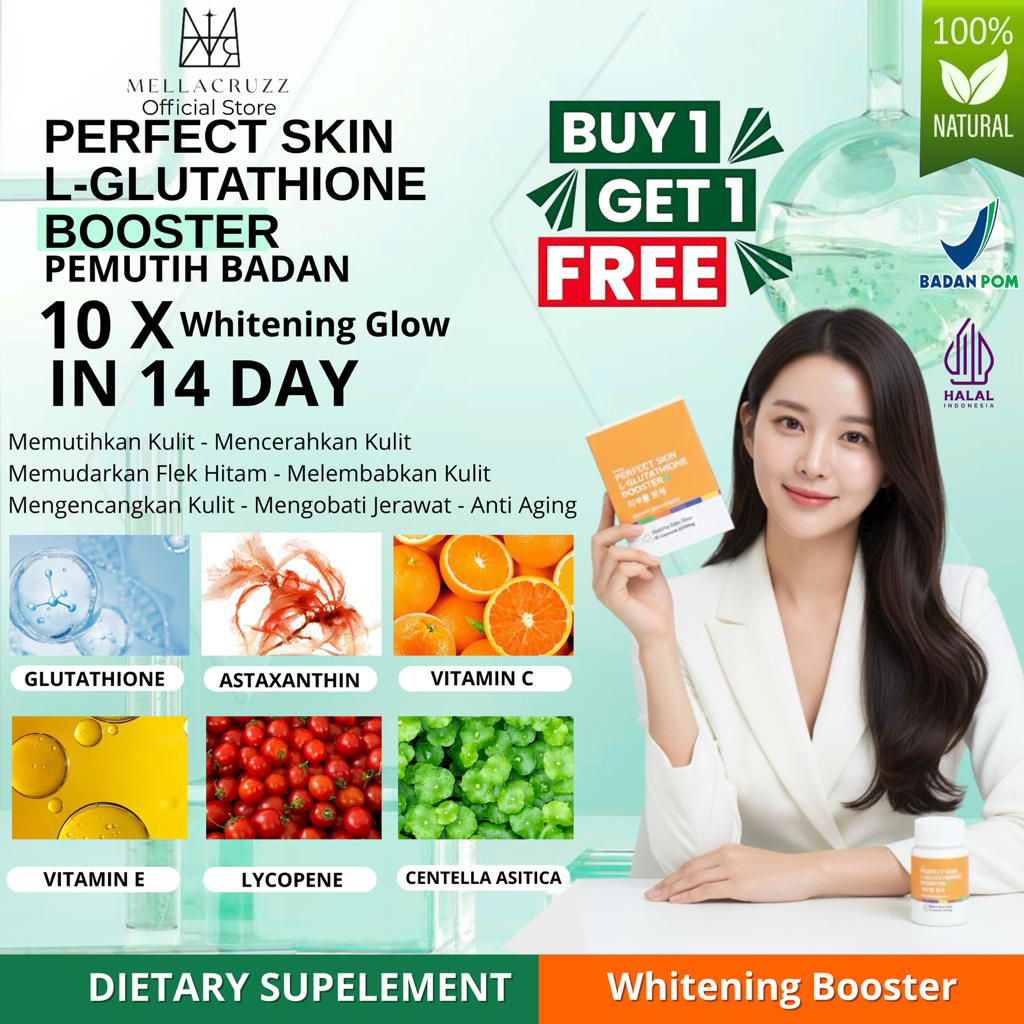 PEMUTIH BADAN PERFECT SKIN L-GLUTATHIONE BOOSTER - Astaxanthin Glutathione - Memudarkan Flek Hitam P